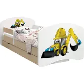 BDW Kinderbett, Doppelseitiges mit Schublade, Bagger, 140/70