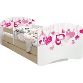 BDW Kinderbett, Doppelseitiges mit Schublade, Fallende Herzen, 180/90