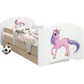 BDW Kinderbett, Doppelseitiges mit Schublade, Einhorn, 190/90