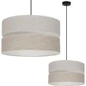 Light11 HOME Duo Schwarze Leinen-Hängelampe 1 Flache Licht Beige L06 40Cm