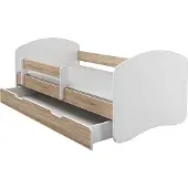 BDW , Kinderbett Jugendbett mit Schublade & Matratze, Eiche Sonoma, 160x80