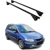 Omtec Dachquerträger für Mazda Premacy, Baujahre 2002-2004, aus schwarzem Metall