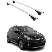 Omtec Dachquerträger für Opel Karl Rocks, Baujahre 2018-2019, Farbe: Silber