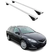 Omtec Dachquerträger für Mazda 6 Kombi, Baujahre 2007-2013, Farbe: Silber
