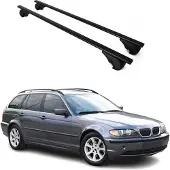 Omtec Dachgepäckträger für BMW 3er E46 Kombi, Baujahr 1999-2007, aus schwarzem Metall