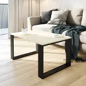 AKKE Vanille Couchtisch mit schwarzen Beinen LxBxH: 80x35x55 cm