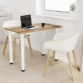 AKKE Retro-Holz Esstisch mit weiße beine LxBxH: 70x60x74 cm