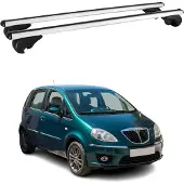 Omtec Dachquerträger für Lancia Musa, Baujahre 2004-2012, aus Aluminium, silberfarben
