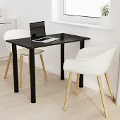 AKKE Stein Black Fosil Tisch mit schwarze beine LxBxH: 60x60x74 cm
