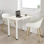 AKKE Vanille Esstisch mit weiße beine LxBxH: 100x60x74 cm