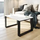 AKKE Weiss Couchtisch mit schwarzen Beinen LxBxH: 60x40x45 cm