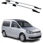 Omtec Dachgepäckträger, Querstange, für VW Caddy 2010-2015, Modell L1, aus Aluminium, grau