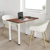 AKKE Walnuss Esstisch mit weiße beine LxBxH: 100x60x74 cm
