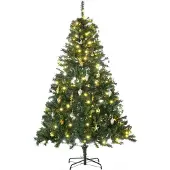 HOMCOM HOMdotCOM Weihnachtsbaum 180 cm INKLUSIVE Beleuchtung, Ständer und Kugeln