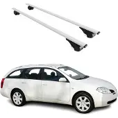 Omtec Dachquerträger für Nissan Primera WP12, Baujahr 2002-2008, Farbe: Silber