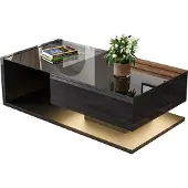 UnboxG Couchtisch, glänzend schwarz. Beistelltische, Couchtische mit Glas- und LED-Effekt.