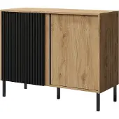 AX Living Kleine Kommode Mikasso – 100cm Breite Design Eiche/Schwarz