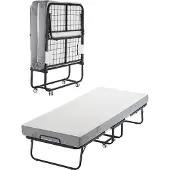 Vevor Rollbett Klappbett mit 12,5 cm Matratze, faltbares Einzelbett mit Memory Foam-Matratze (190 x 81 cm), 136,1 kg belastbares Gästebett für Erwachsene, Metallbett für Schlafzimmer Wohnzimmer