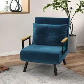 Sweiko Relaxsessel im Skandidesign, Liegesessel, Lesesessel. ink. Kissen mit Knopfhefung, Schwarz + Natur