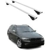 Omtec Dachquerträger für BMW 3er E91 Touring, Baujahr 2004-2012, Stahl, Silber