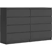 3Xeliving Kommode 8 Schubladen, Anthrazit, 138 x 101 x 39 cm
