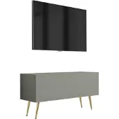 3Xeliving TV-Schrank : Aloe, 100 x 52 x 32 cm, Goldene Beine