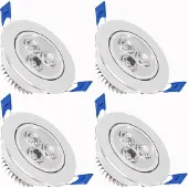 ROSNEK 4x 3W LED Schwenkbar Einbaustrahler Panel Deckenleuchte Strahler Einbauleuchte Deckenlicht, Kaltweiß