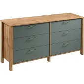AX Living Kommode mit Schubladen Iseonia K6S Modern Eiche Wotan/Green