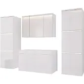 3Xeliving Badmöbel Set in Weiß/Weiß Glanz, Badezimmermöbel set, Badezimmer Set Möbel