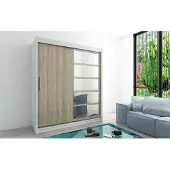Minio Kleiderschränk 180 cm ROMA 1 Weiß / Sonoma Eiche