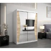 Minio Kleiderschränk 150 cm MONACO Weiß / Sonoma Eiche