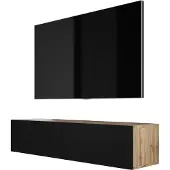 3Xeliving TV-Schrank : Wotan-Eiche / Mattschwarz, 140 x 34 x 32 cm