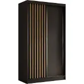 AX Living Cabinio Kleiderschrank 120cm breit Schwarz/Artisan-Lamellen