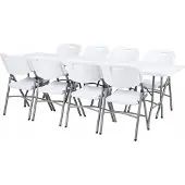 BDW Gartentisch mit 8 Sitzhocker Klapptisch Klappbar 180x75 cm mit Tragegriff,