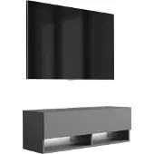 3Xeliving TV-Lowboard 100 cm Anthrazit, LED weiß, 100 × 32 × 34 cm