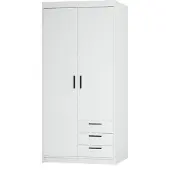 AX Living Storicos 2T3S Kleiderschrank Weiß mit schubladen 89,7 cm