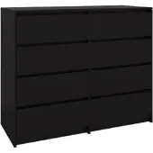 BDW , Kommode mit Schubladen, Sideboard Wohnzimmer, 120x100cm, Schwarz