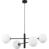 Light11 HOME Vicenza Hängelampe Schwarz Chrom 4-Platten Weisser Lampenschirm E14