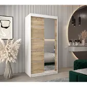 Minio Kleiderschränk 100 cm VERONA 2 Weiß / Sonoma