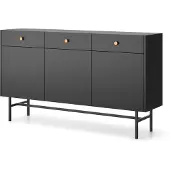 AX Living Kommode modern Dinley 155 cm Schwarz Matt mit Türen & Schubladen