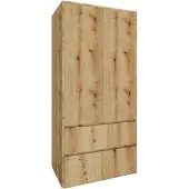 BDW Kleiderschrank mit Schubladen, Flurschrank 2 türig, Eiche Evoke