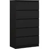 3Xeliving Kommode mit 5 Schubladen, Mattschwarz, 125 x 70 x 39 cm