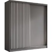 AX Living Cabinio Schwebetürenschrank Grau – 200 cm weißen Lamelle
