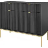 Minio , Kommode "NOVA", 104 cm, goldene Metallfüße, Schwarze Farbe