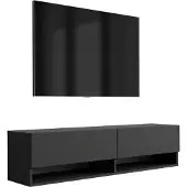 3Xeliving TV-Lowboard 140 cm Mattschwarz, 140 × 32 × 34 cm