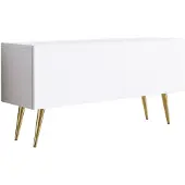 3Xeliving TV-Schrank: Mattweiß, Goldene Beine, 100 x 52 x 32 cm