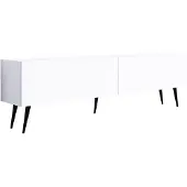 3Xeliving TV-Schrank : Mattweiß, Schwarze Beine, 170 x 52 x 32 cm