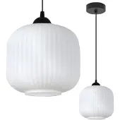 Light11 HOME Hängelampe RIFFLE Schwarz 1-flammig Weiß Zylinder 20cm E27