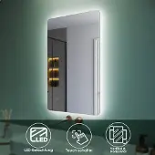 Sonni Badspiegel mit LED-Beleuchtung & Touch-Schalter energiesparend IP44 Wand-Spiegel 80 x 50cm