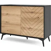 Minio , Kommode "DIAMOND", 104 cm, Schwarze / Evoke Eiche Farbe